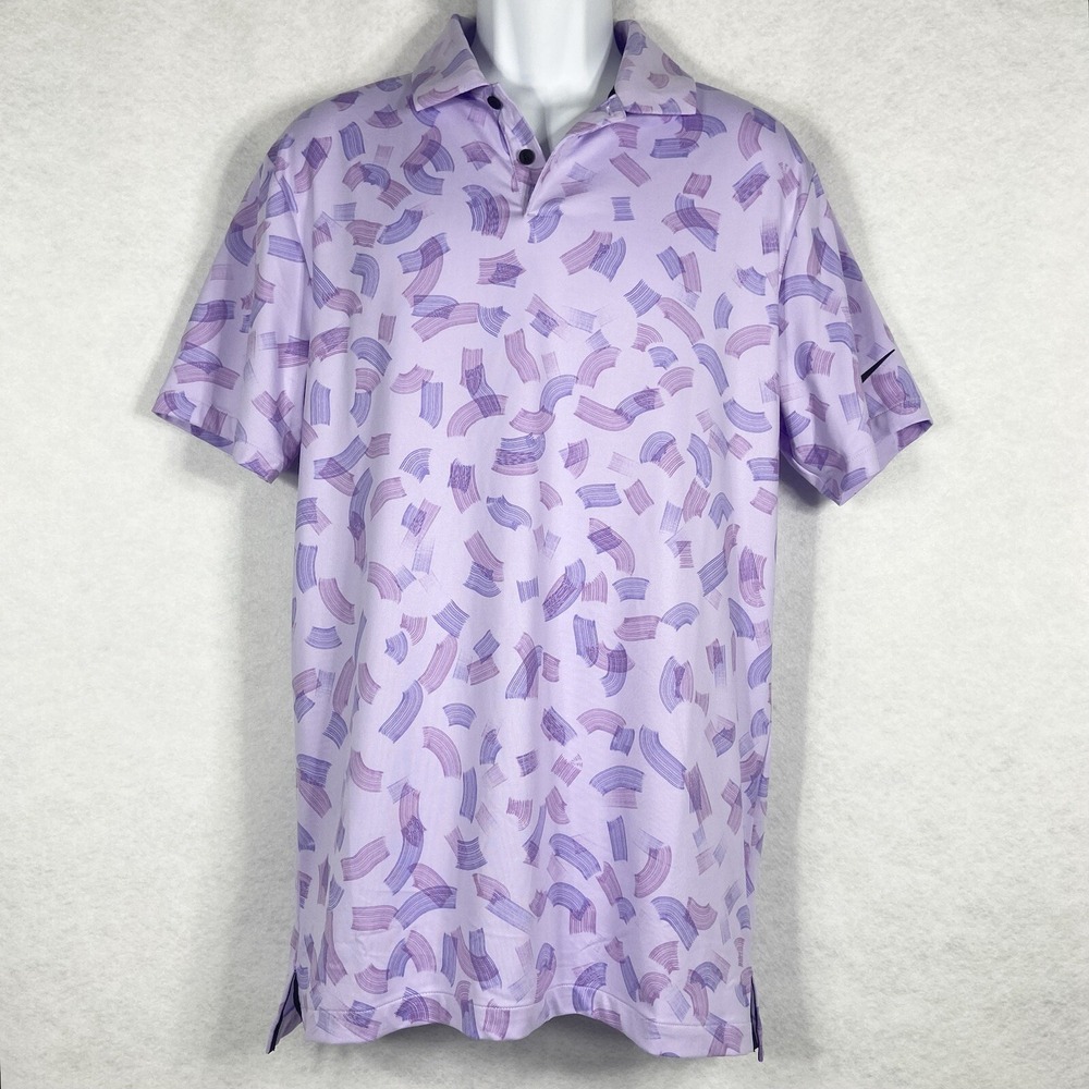 Nike Golf Polo Shirt Men's S-Tall Purple Dri-Fit FD5739-512 Rake Line Print‎ New